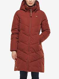 Červená dámska dlhá prešívaná zimná bunda s kapucou Ragwear Rebelka