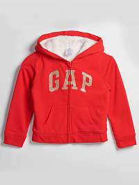 Červená dievčenská zateplená mikina s logom GAP