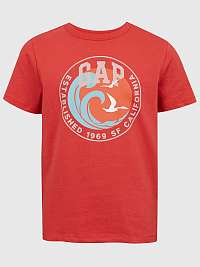 Červené chlapčenské organické tričko s logom GAP