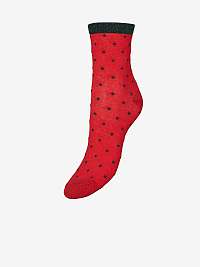 Červené dámske bodkované vianočné ponožky VERO MODA Snowflake
