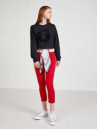 Červené dámske skrátené skinny fit džínsy Guess 1981 Capri