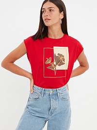 Červené dámske tričko Trendyol