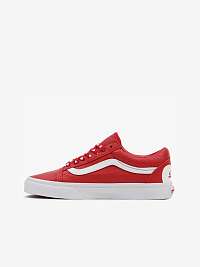 Červené dámske vzorované kožené tenisky VANS UA Old Skool