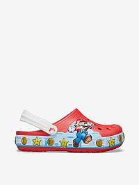 Červené detské šľapky s motívom Crocs FL Super Mario Lights CgK