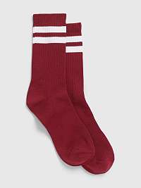 Červené pánske ponožky GAP new athletic quarter crew stripe