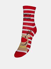 Červené ponožky s vianočným motívom VERO MODA