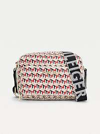 Červeno-biela dámska vzorovaná crossbody kabelka Tommy Hilfiger
