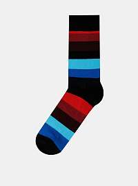 Červeno-čierno-modré unisex pásikavé ponožky Happy Socks Stripe
