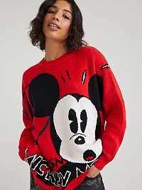 Červený dámský svetr Desigual Mickey Mouse