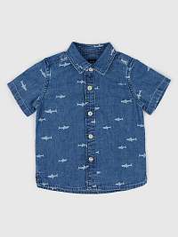 Chlapci - Detská džínsová košeľa žralok Washwell Modrá