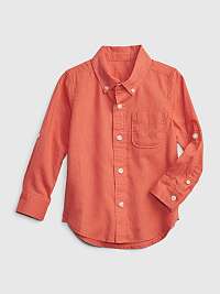 Chlapci - Detská košeľa z bavlny a ľanu Oranžová