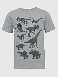 Chlapci - Detské tričko organic s dinosaurami Šedá