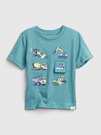 Chlapci - Detské tričko s nakladačmi a bagermi Modrá