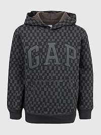 Čierna chlapčenská mikina so vzorovaným logom GAP