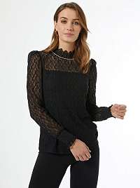 Čierna čipkovaná blúzka so stojačikom Dorothy Perkins
