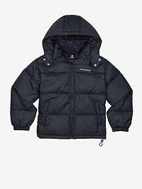 Čierna dámska prešívaná zimná bunda s kapucňou Converse Waist Length Down Jacket