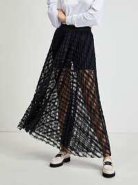 Čierna dámska skladaná dlhá sukňa Guess Abigail