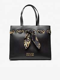 Čierna dámska veľká kabelka s ozdobnými detailmi Versace Jeans Couture Thelma