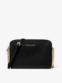 Čierna kožená crossbody kabelka Michael Kors Jet Set