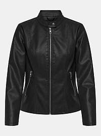 Čierna koženková bunda s povrchovou úpravou ONLY Melisa