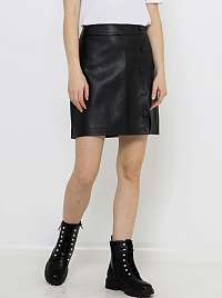 Čierna koženková sukne s gombíkmi Camaieu