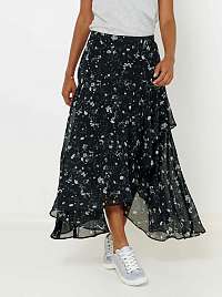 Čierna kvetovaná asymetrická maxi sukňa CAMAIEU