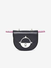 Čierna malá kožená crossbody kabelka Diesel Saddlelock