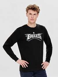 Čierna mikina s potlačou na chrbte ONLY & SONS Nfl
