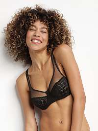 Čierna podprsenka s kosticami Dim GENEROUS DOTTY UNDERWIRED BRA