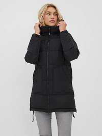 Čierna prešívaná predĺžená zimná bunda s kapucňou VERO MODA Oslo