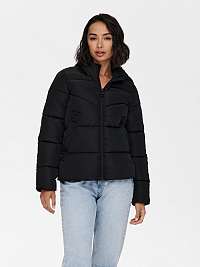 Čierna prešívaná zimná bunda s kapucňou ONLY Amanda