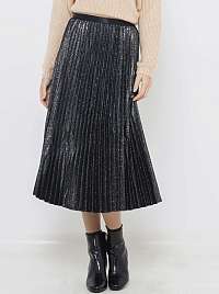 Čierna trblietavá plisovaná midi sukňa Camaieu