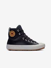 Čierne chlapčenské členkové kožené tenisky KID Converse Chuck Taylor All Star Berkshire Boot Leather