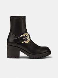 Čierne dámske čižmy na podpätku Versace Jeans Couture Fondo Mia