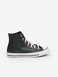 Čierne dámske členkové trblietavé tenisky Converse Chuck Taylor All Star