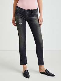 Čierne dámske džínsy slim fit s roztrhaným efektom Diesel Grupee