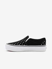 Čierne dámske kožené bodkované slip on tenisky VANS