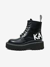 Čierne dámske kožené členkové topánky KARL LAGERFELD Patrol