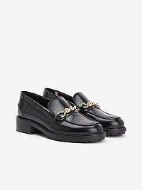 Čierne dámske kožené mokasíny Tommy Hilfiger Twist