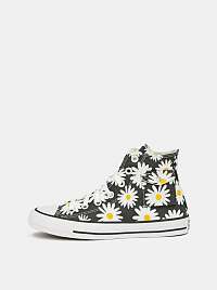 Čierne dámske kvetované členkové tenisky Converse