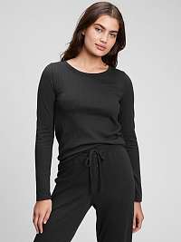 Čierne dámske pyžamové tričko s dlhými rukávmi GAP
