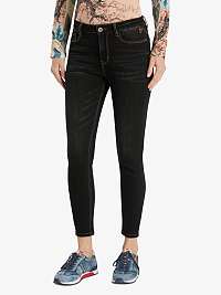 Čierne dámske skrátené skinny fit džínsy Desigual Alba