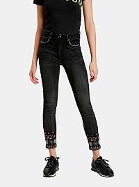 Čierne dámske skrátené skinny fit rifle Desigual Leslie