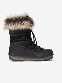 Čierne dámske snehové topánky s umelou kožušinou Moon Boot Monaco Low