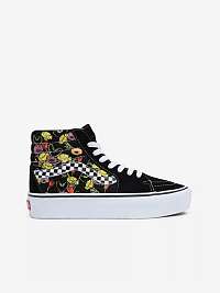 Čierne dámske vzorované členkové kožené tenisky VANS na platforme