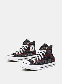 Čierne dámske vzorované členkové tenisky Converse