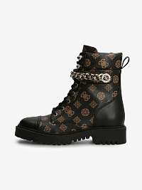 Čierne dámske vzorované členkové topánky s ozdobnými detailmi Guess