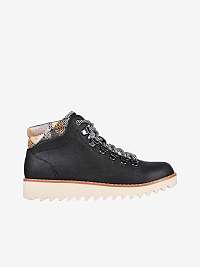 Čierne dámske zimné členkové topánky Skechers Bobs Mountain Kiss - Alpha Star