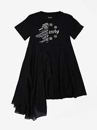 Čierne dievčenské asymetrické šaty Diesel