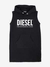 Čierne dievčenské šaty s kapucňou Diesel